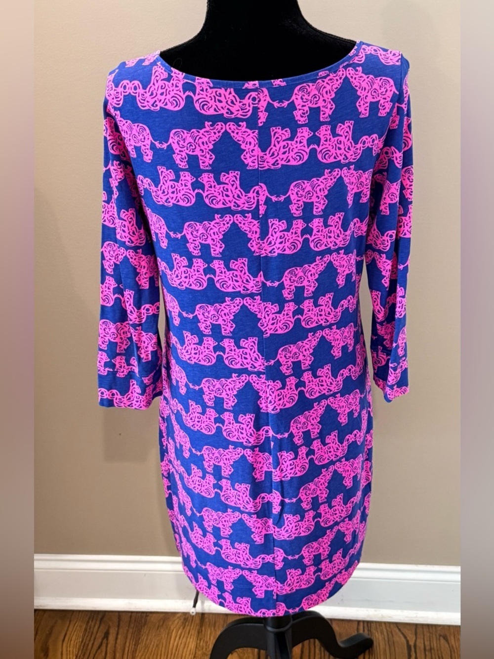 Women’s LILLY PULITZER Marlowe pink and navy elephant print dress- Size medium - Picture 4 of 8